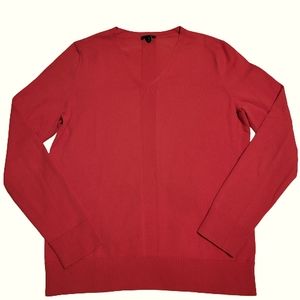Talbots women's red long-sleeved V neck sweater size medium